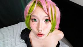 Petite Asian teen Mitsuri Kanroji gives deepthroat & rides hard