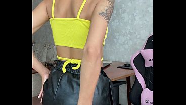 Leather pants solo fetish video