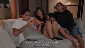 Two Cocks for a Peruvian Girl with a Tight Pussy