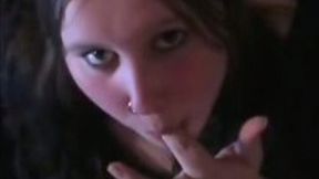 Chubby pierced hussy sucking my cock in POV sex tape