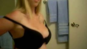 Friend's hot blonde girlfriend's selfie - striptease and masturbation