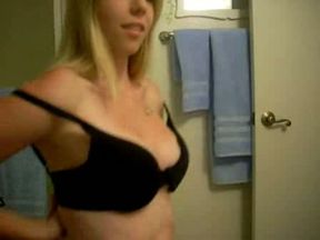 Friend's hot blonde girlfriend's selfie - striptease and masturbation