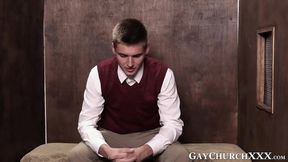 Hot Pastor Sins with Big–Cock Jock in Forbidden Confession Room Bliss