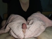 I give him a two-handed handjob with my teddy sweater *Huge Cumblast*