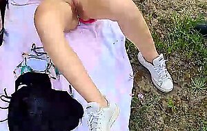 Slutty teen gangbanged by three guys outdoor in the nature live at sexycamx