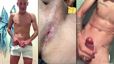 Novinho branquinho dotado gozando muito