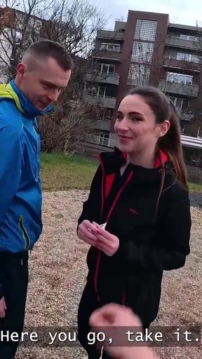 HUNT4K. She ripped her leggings and sucked stranger's cock in front of her BF for new ones   Clip 1