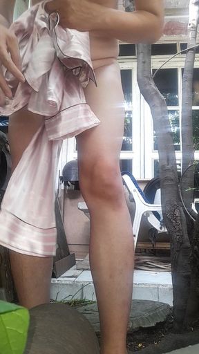 Satin Pajamas Dress Fetish Crossdresser Masturbation Cum