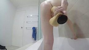 Twink takes Large Anal Insertions, Fisting, Extreme stretch in Shower