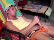 Handsome stud JD Phoenix fills his undies with warm jizz