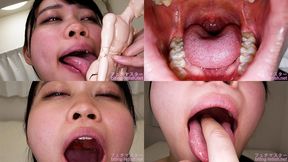 Ayame Tozaki - Showing inside cute girl's mouth, chewing gummy candys, sucking fingers, licking and sucking human doll, and chewing dried sardines - MOV-