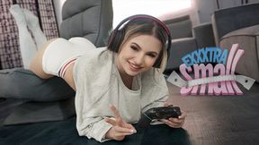 Slim, Shaved Aria Banks gets a rough backward riding and blowjob