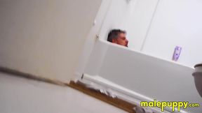 Giant Daddy Richard Leonox teases you with how he strokes his huge cock in the tub