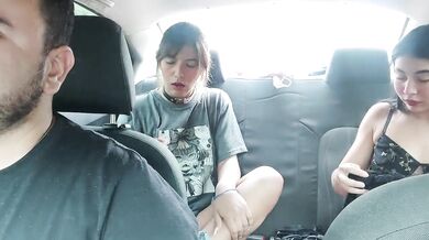 Thick colombian beauties strip and tease the astonished uber driver