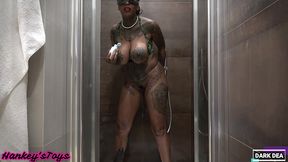the kinky slut queen  dark dea  in horny wet fuck with the huge seahorse xl and her bull dark in the bathroom part.1 (darkdea for hankey stoys.com) - (extreme insertion-fetish-femdom-s