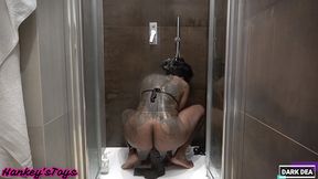 the kinky slut queen  dark dea  in horny wet fuck with the huge seahorse xl and her bull dark in the bathroom part.1 (darkdea for hankey stoys.com) - (extreme insertion-fetish-femdom-s