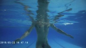 Indoor Public Pool Solo Uncut Nude Fit Man Swimming
