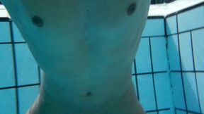 Indoor Public Pool Solo Uncut Nude Fit Man Swimming