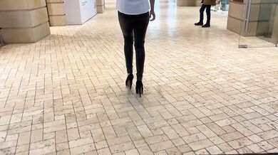 A salesgirl from a clothing store sucked off a customer's dick in the toilet of a mall