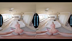 Skinny teen Skyler Storm throats in VR POV