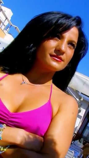 Exuberant foursome beach fuck with Angelina Castro and big cocks