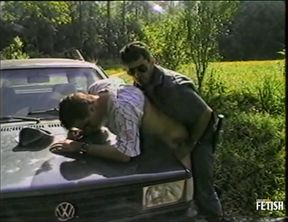 Security guard gay stops a man and fuck his tight ass on the car