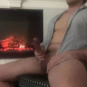 Masturbating next to the fireplace