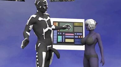 Digital fantasy erotica with alien figures in vivid 3D renderings