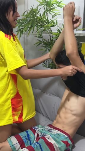 My young Latina best friend is waiting for me without panties and bets her rich wet pussy if she wins her team&hellip;   Clip 1