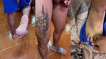 Ven y chúpame los pies, necesito unos labios que me chupen la verga y mis pies sudados