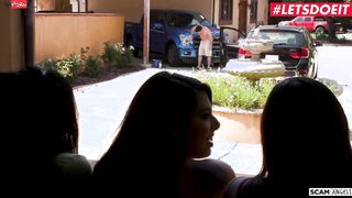 SCAMANGELS - GINA VALENTINA AMERICAN DARK HAIR OUTSIDE FOURSOME AT THE CAR WASH - LETSDOEIT