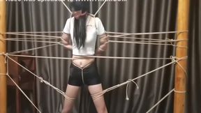Eastern ligand in BDSM grip, gagged siren wrapped, no cuts pulled