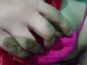 Indian Gay Crossdresser pressing and playing with his boobs and nipples 🥵🥵