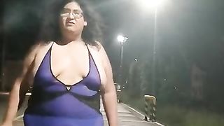 Sissy Vicky TRANSSEXUAL rambling the parking at night