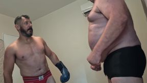 Silver Stepdaddy Boxer Vs. Gouine Wrestler Body Shot Challenge (small X Big)