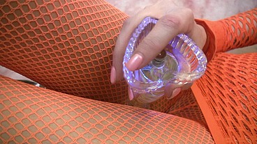 Purefilmstv - Horny brunette masturbates with pulsing dildo