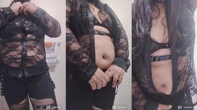 Bondage play with masked belly button fetish chubby girl solo
