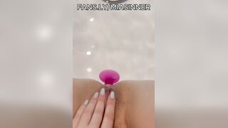 Bathroom Bliss: Jerking-off accompanying a Pink Asshole Plug