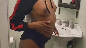 Naughty Ebony Tease in Booty Shorts – Tries not to Get Caught!