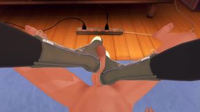 Nude Yuffie gives a kinky bootjob