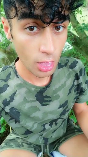 Twink Has a Fresh Cum From Used Condom Till Last Drop Outdoor