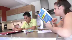 Naughty mom teaches teens with huge boobs and anal plug