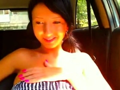 Beautiful asian sending cell phone video to boyfriend