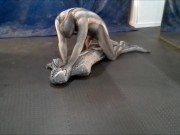 crocodile zentai struggles against snake zentai