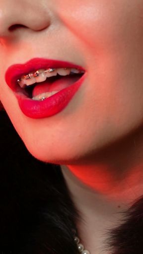 lipstick fetish video - close up ASMR - blogger Arya in FUR   Clip 1