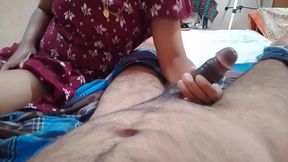 The Wife Puts Her Husband's Penis in Her Mouth and Gives Him a Good Blowjob, and They Both Enjoy It.