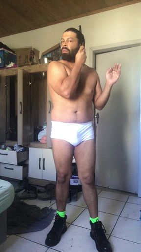 Trying Out New Swim Trunks and Boots. Exercises and Stretches.