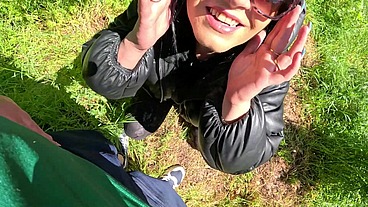 Hot outdoor blowjob and cum play with a down-jacket 269