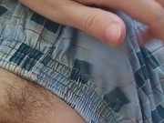 fondling cock in panties