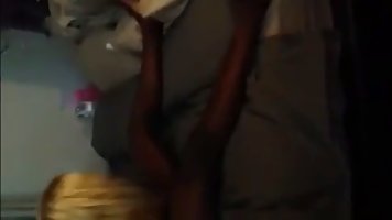 Black guy is fucking a horny, blonde woman while her partner is out of town